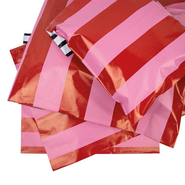 Levering uit voorraad 100x verzendzakken Stripes Pink XL