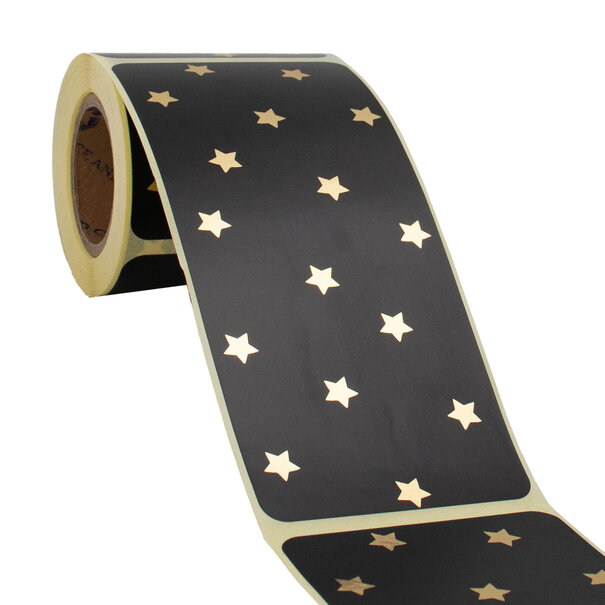 Levering uit voorraad 100x sluitsticker Black Stars Gold