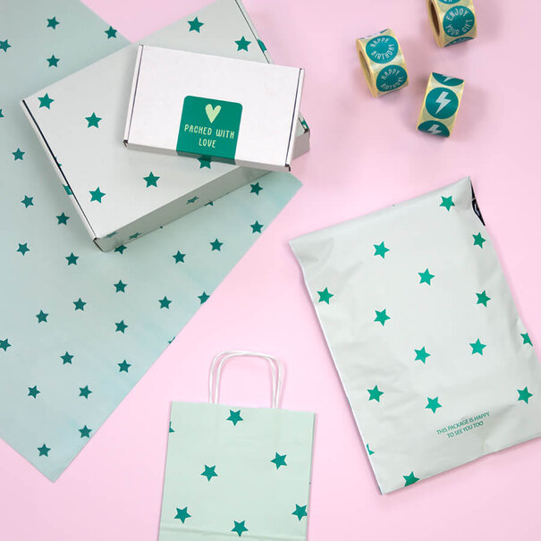 Levering uit voorraad 100x verzendzakken Stars Small Retoursluiting