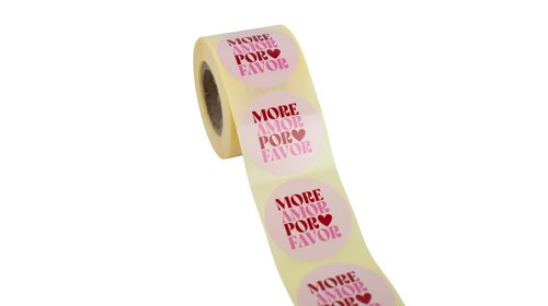 500x sticker 'More amor por favor' Rood-Roze 50mm