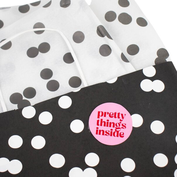 Levering uit voorraad 500x sticker 'Pretty things inside' assorti Rood-Roze 50mm
