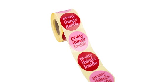 500x sticker 'Pretty things inside' assorti Rood-Roze 50mm