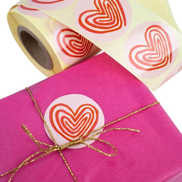 Levering uit voorraad 500x sticker 'Line heart' 50mm