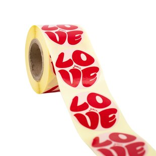 500x sticker 'Love you' Roze-Rood 50mm