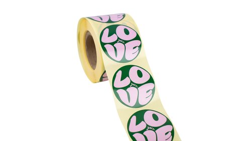 500x sticker 'Love you' Roze-Groen 50mm