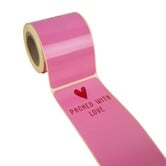 100x sluitsticker 'Packed with love' Roze-Rood