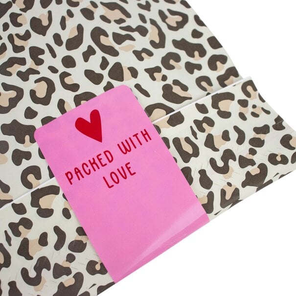 Levering uit voorraad 100x sluitsticker 'Packed with love' Roze-Rood