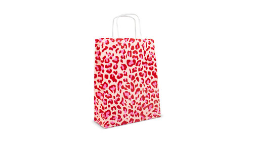 50x papieren tasjes Leopard Pink A5