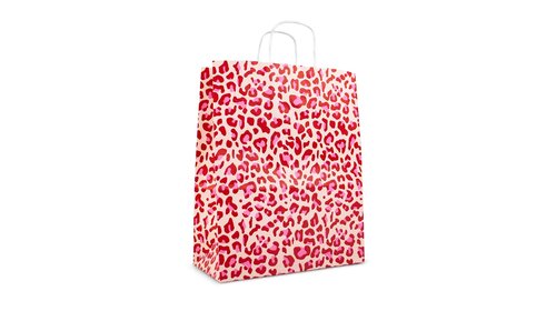 50x papieren tasjes Leopard Pink A4