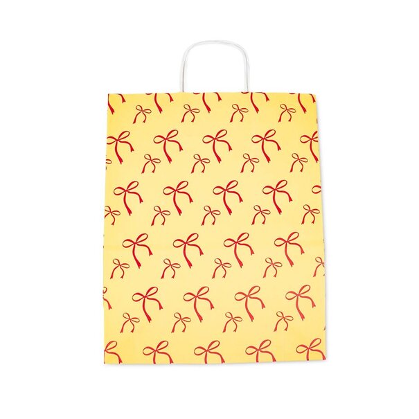 Levering uit voorraad 50x papieren tasjes Bows Yellow A4