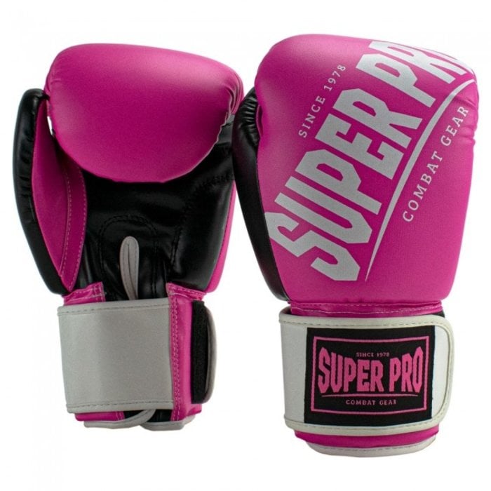 Super Super Pro Gear (kick)bokshandschoenen Rebel Zwart/Roze/Wit - Buy2fight