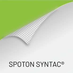 SPOTON® SYNTAC™:  matt weiße PP Folie mit Easy Dot Kleber.