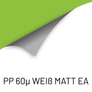 PP 60 Matt: Weiße matte Folie mit grauer easy apply Klebeschicht