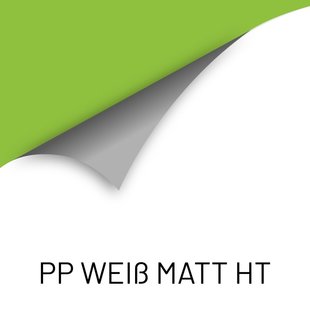 PP Matt HT: Weiße matte Folie mit high tack grauer Klebeschicht