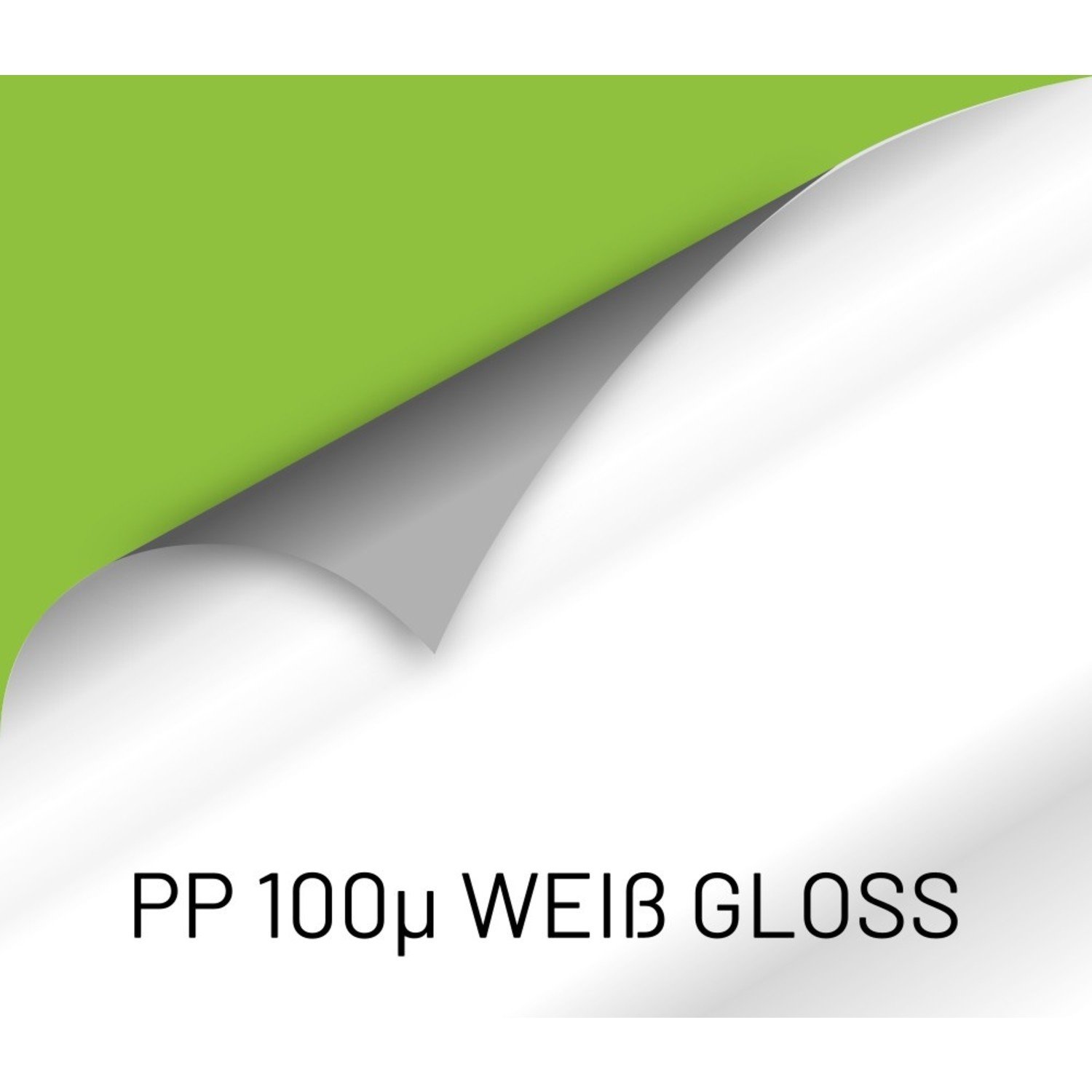 Greencolors PP 100 Gloss: Weiße glänzende Folie mit permanenter grauer  Klebeschicht