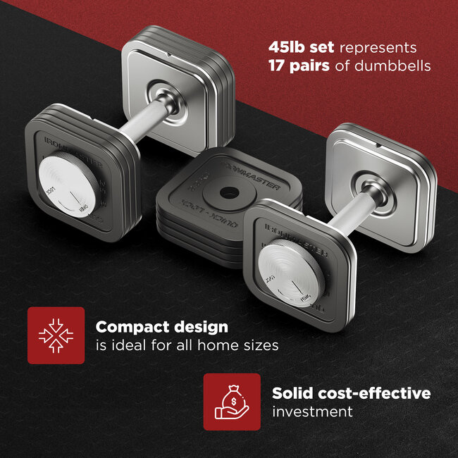 Ironmaster Quick-Lock Adjustable Dumbbell Set - 20,4 KG  (1 x 20,4 KG Dumbbell)