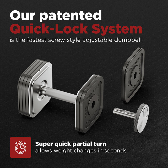 Ironmaster Quick-Lock Adjustable Dumbbell Set - 40,8 KG  (2 x 20,4 KG Dumbbell)