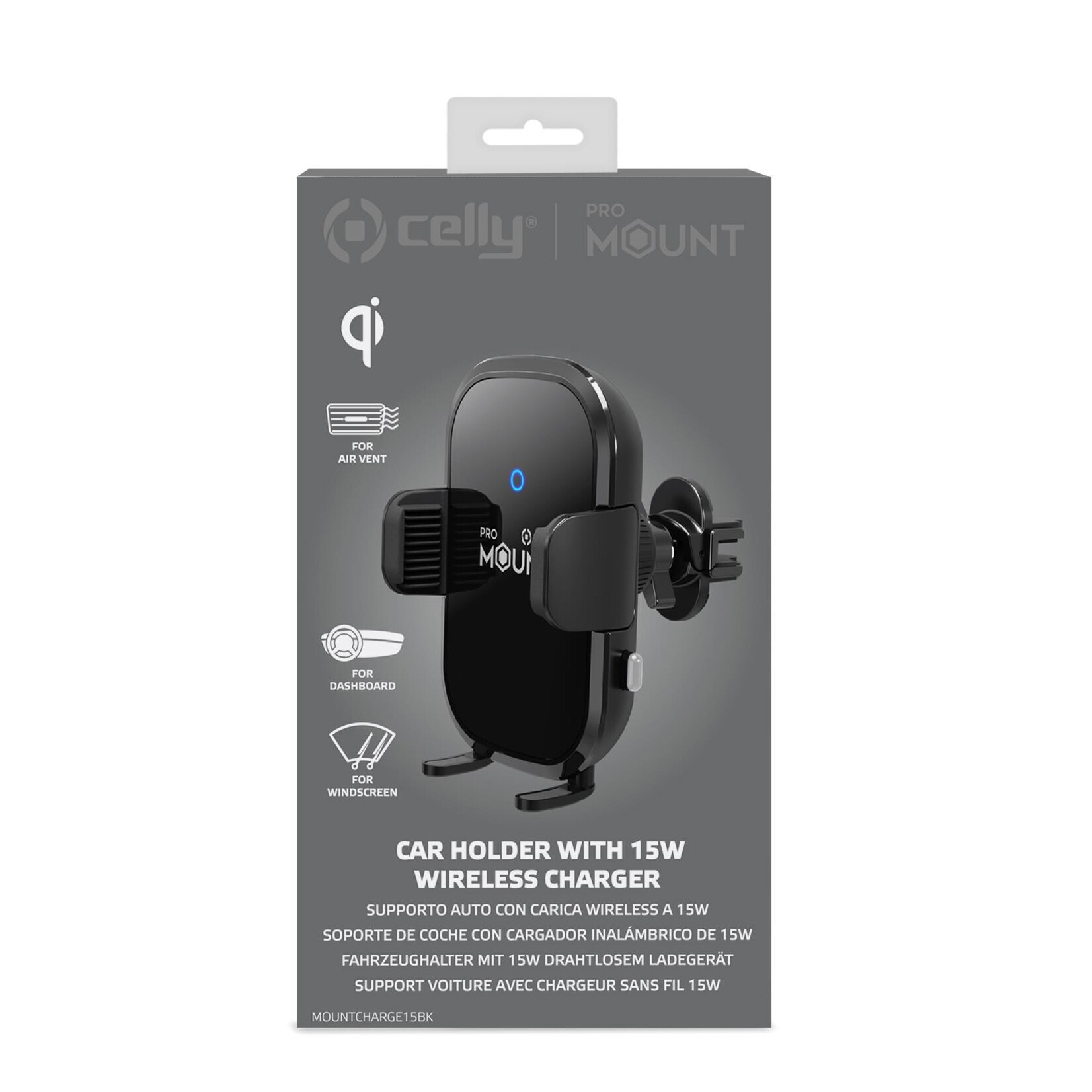 Celly MOUNTCHARGE15 - Draadloze Oplader Autohouder 15W