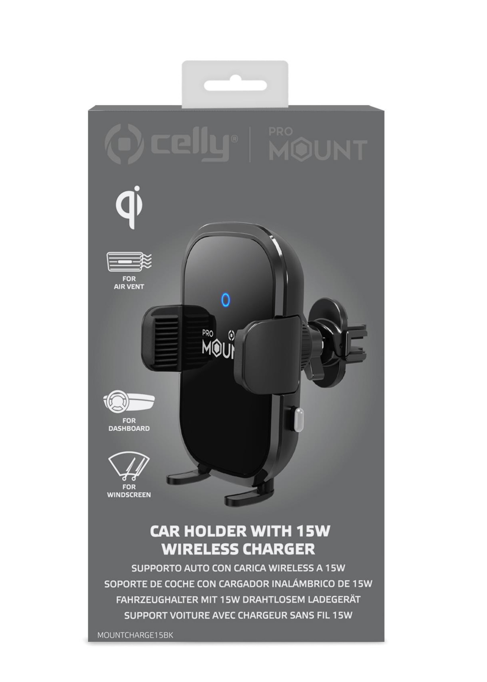 Celly Car Holder - MOUNTCHARGE15 - Wireless Charger Car Holder 15W
