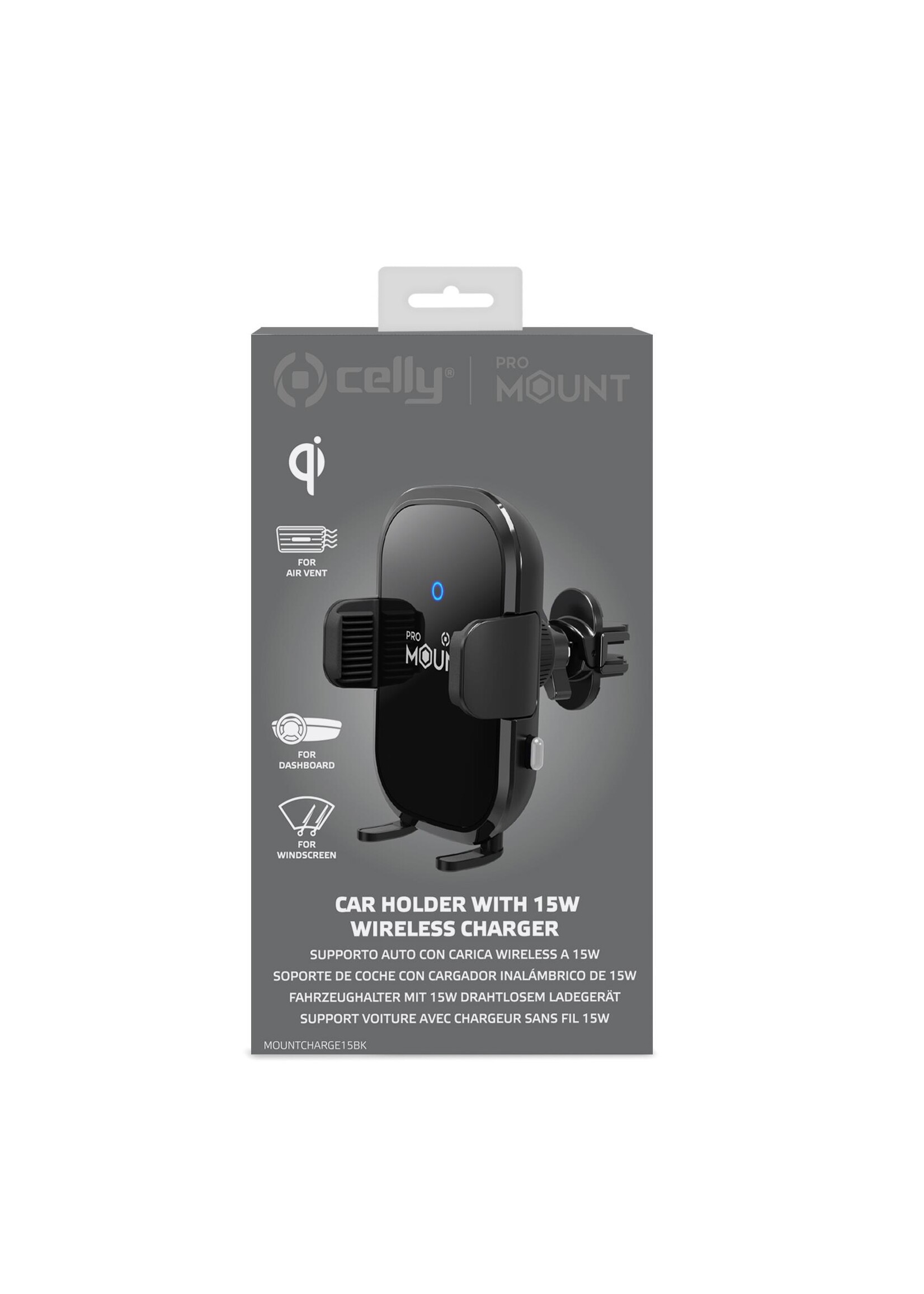 Celly MOUNTCHARGE15 - Draadloze Oplader Autohouder 15W