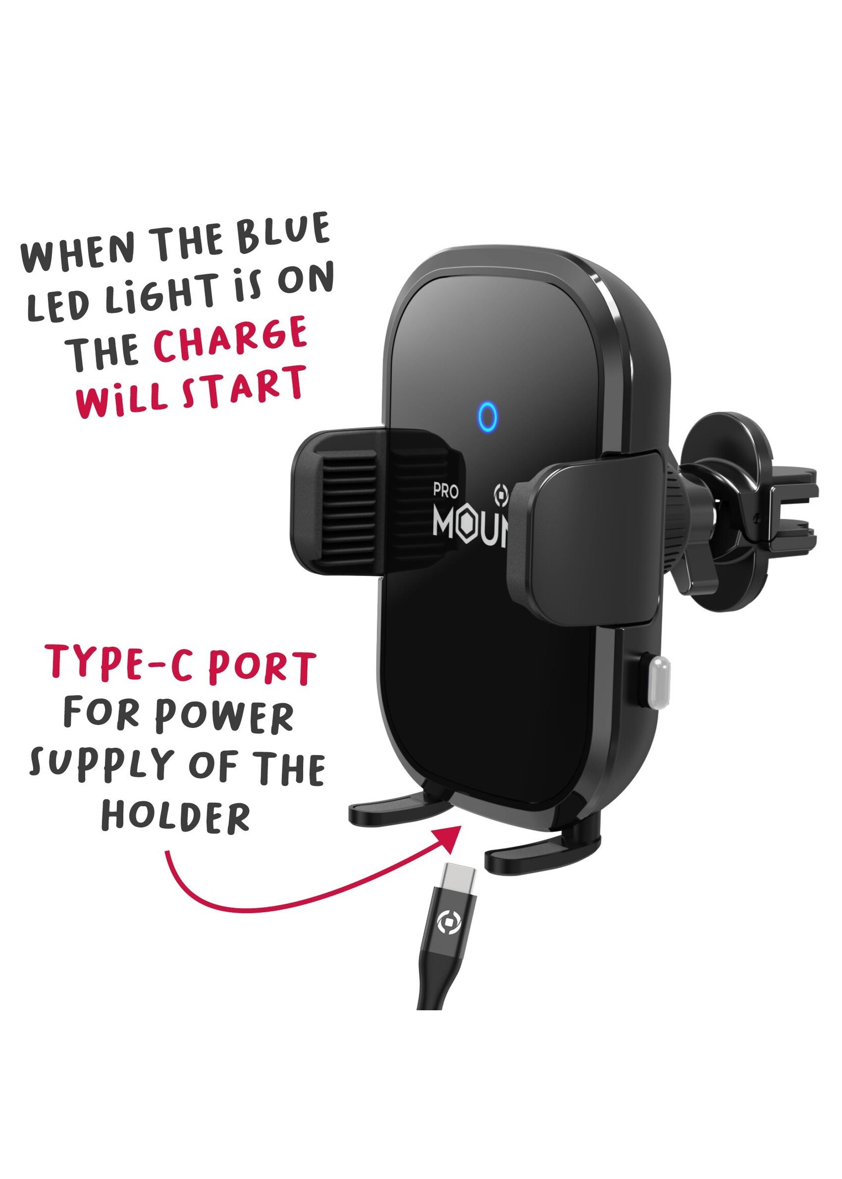 Celly Car Holder - MOUNTCHARGE15 - Wireless Charger Car Holder 15W
