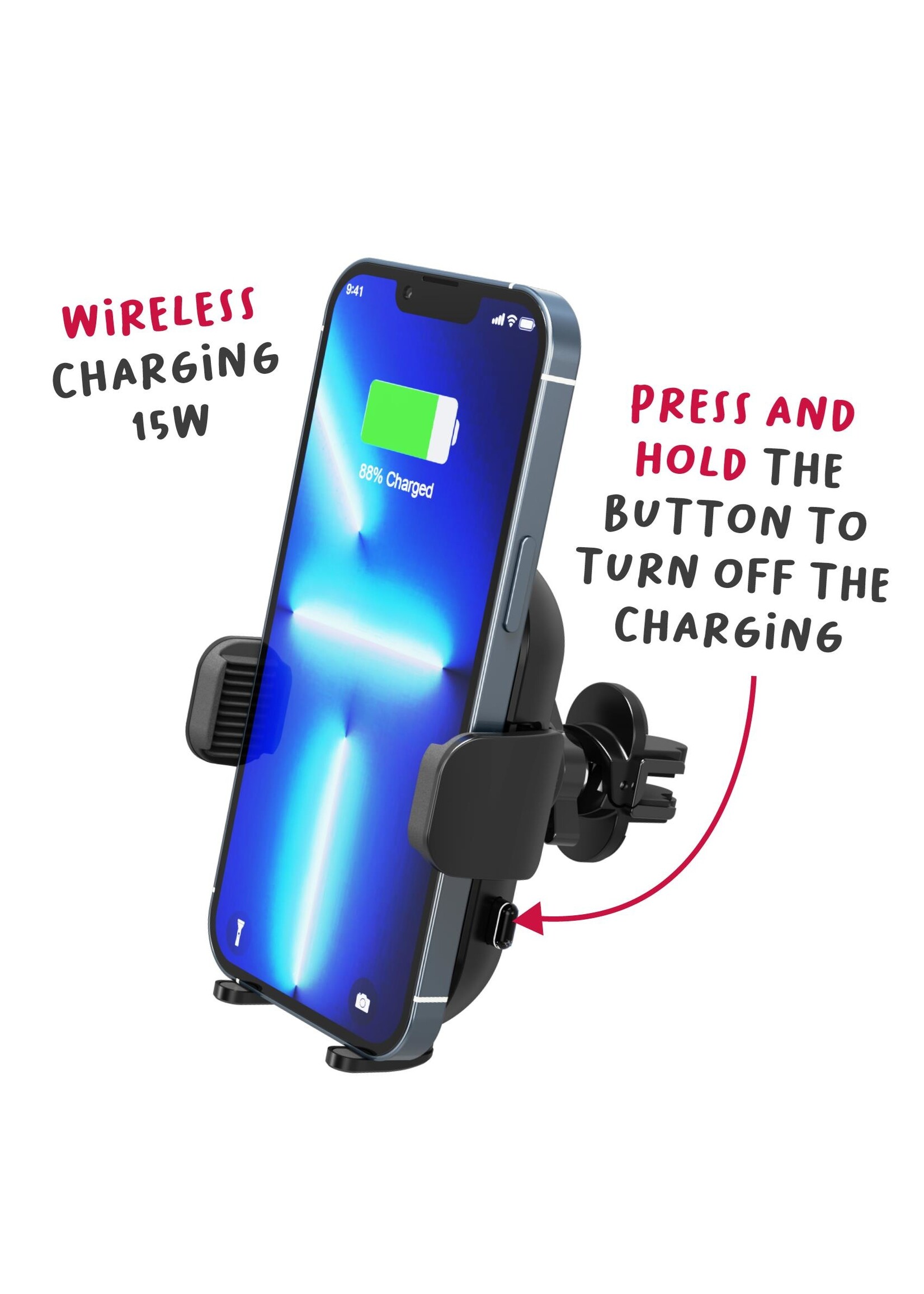 Celly MOUNTCHARGE15 - Draadloze Oplader Autohouder 15W