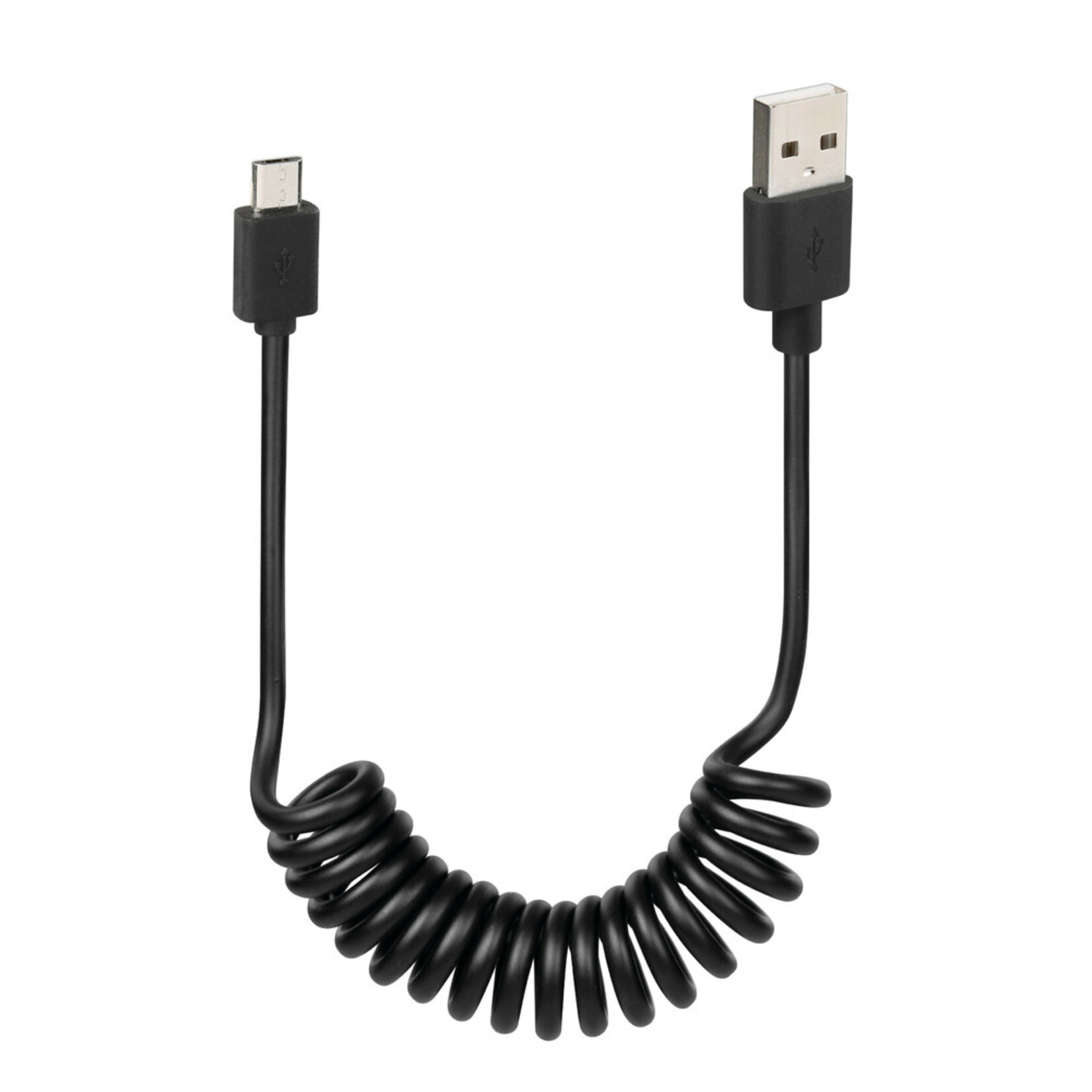 Optiline Krulkabel Usb > Micro Usb - 100 cm - Zwart