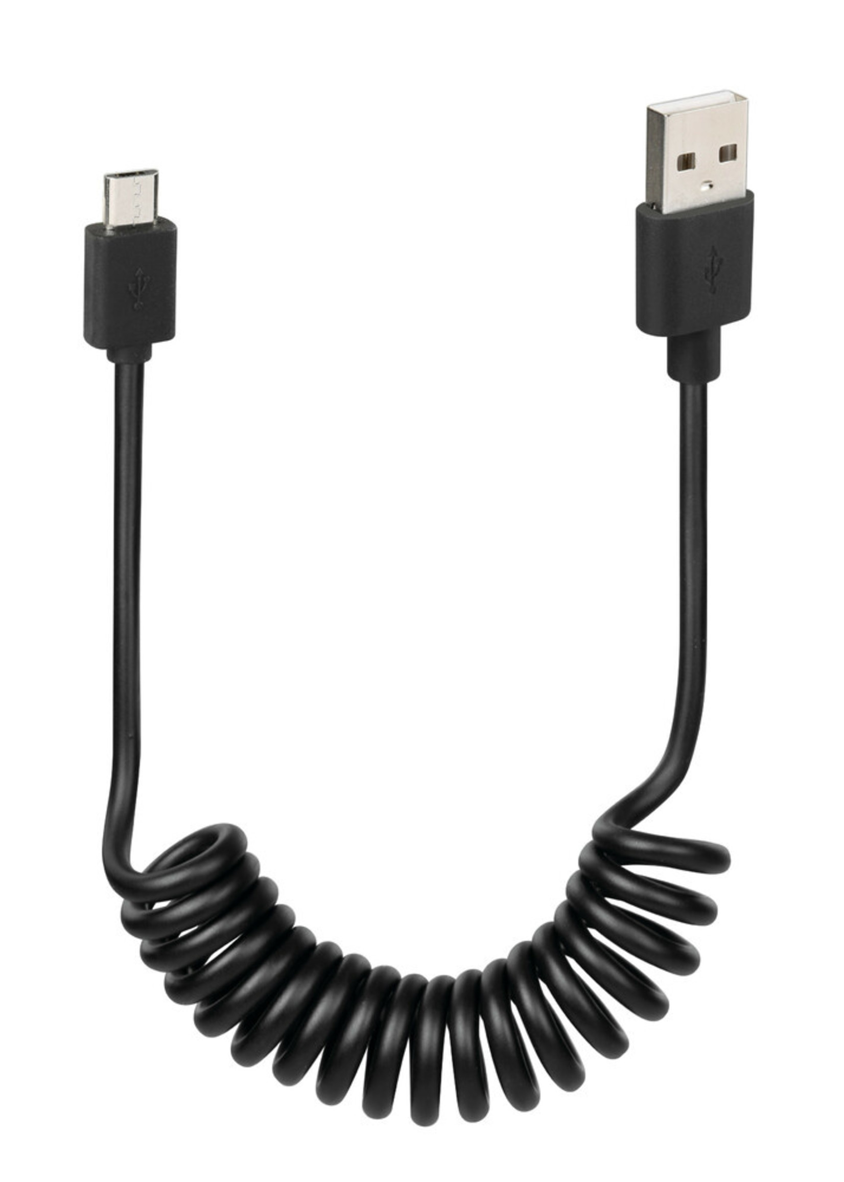 Optiline Krulkabel Usb > Micro Usb - 100 cm - Zwart