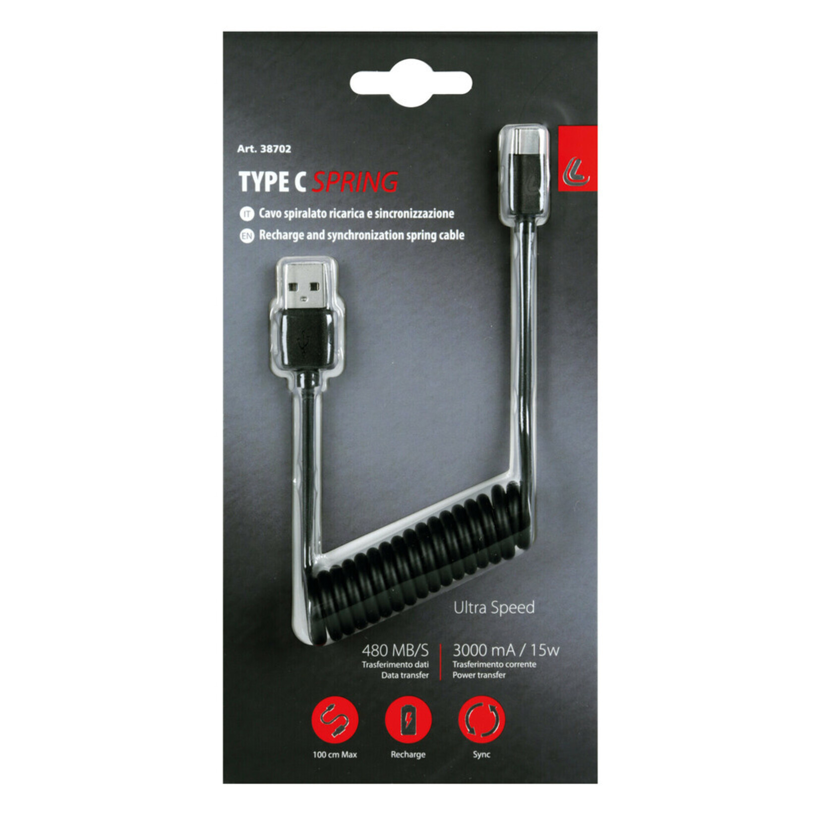 Optiline Type C 1M Recoil Cable