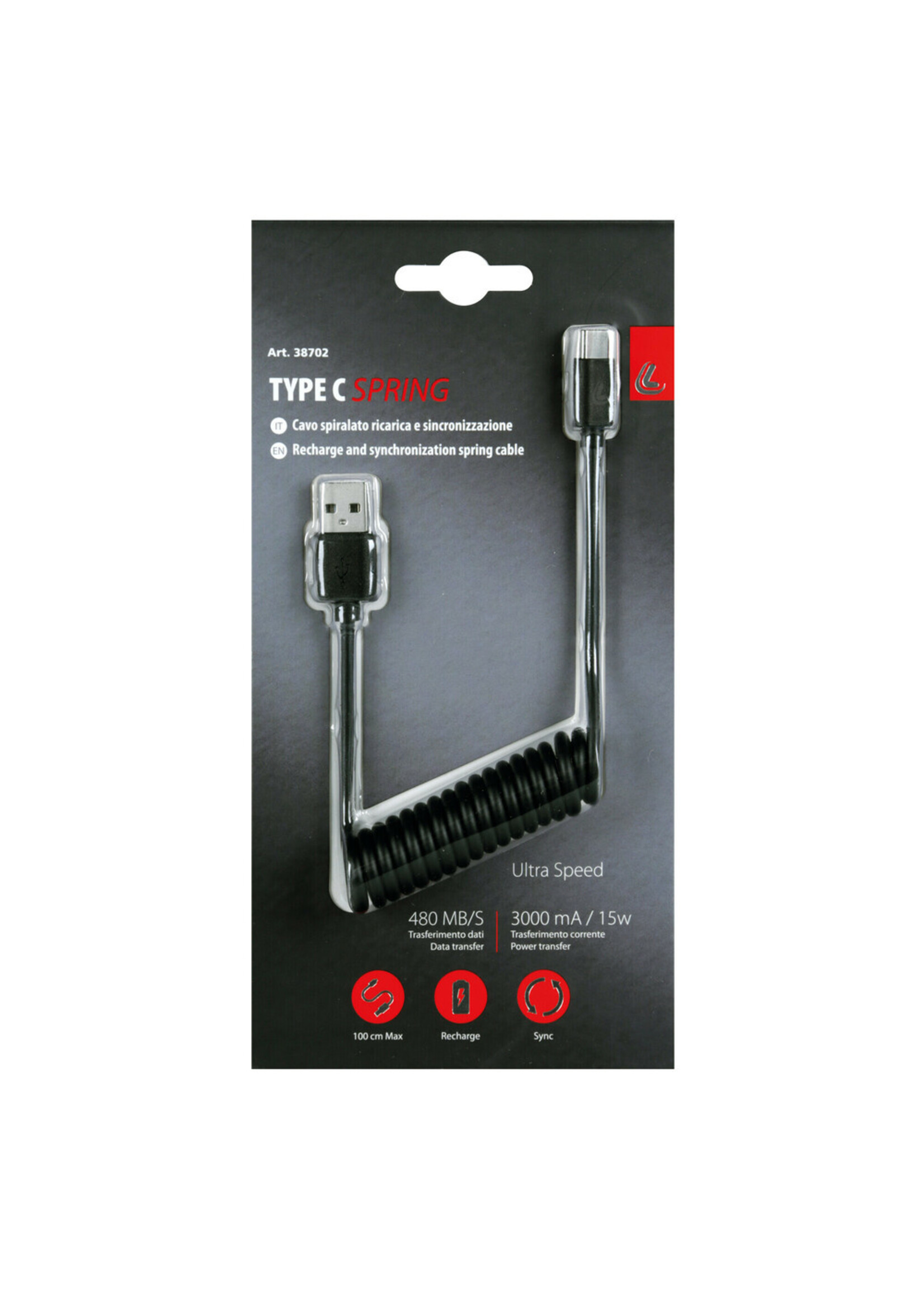 Optiline Type C 1M Recoil Cable