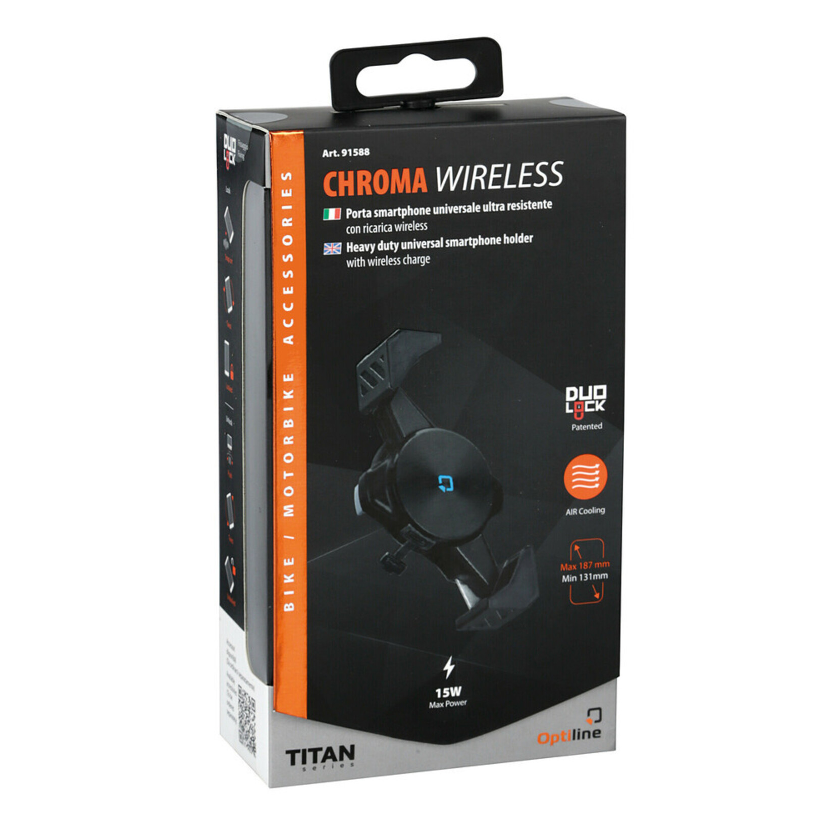 Optiline Chroma Wireless, heavy-duty universal smartphone holder with wireless charge