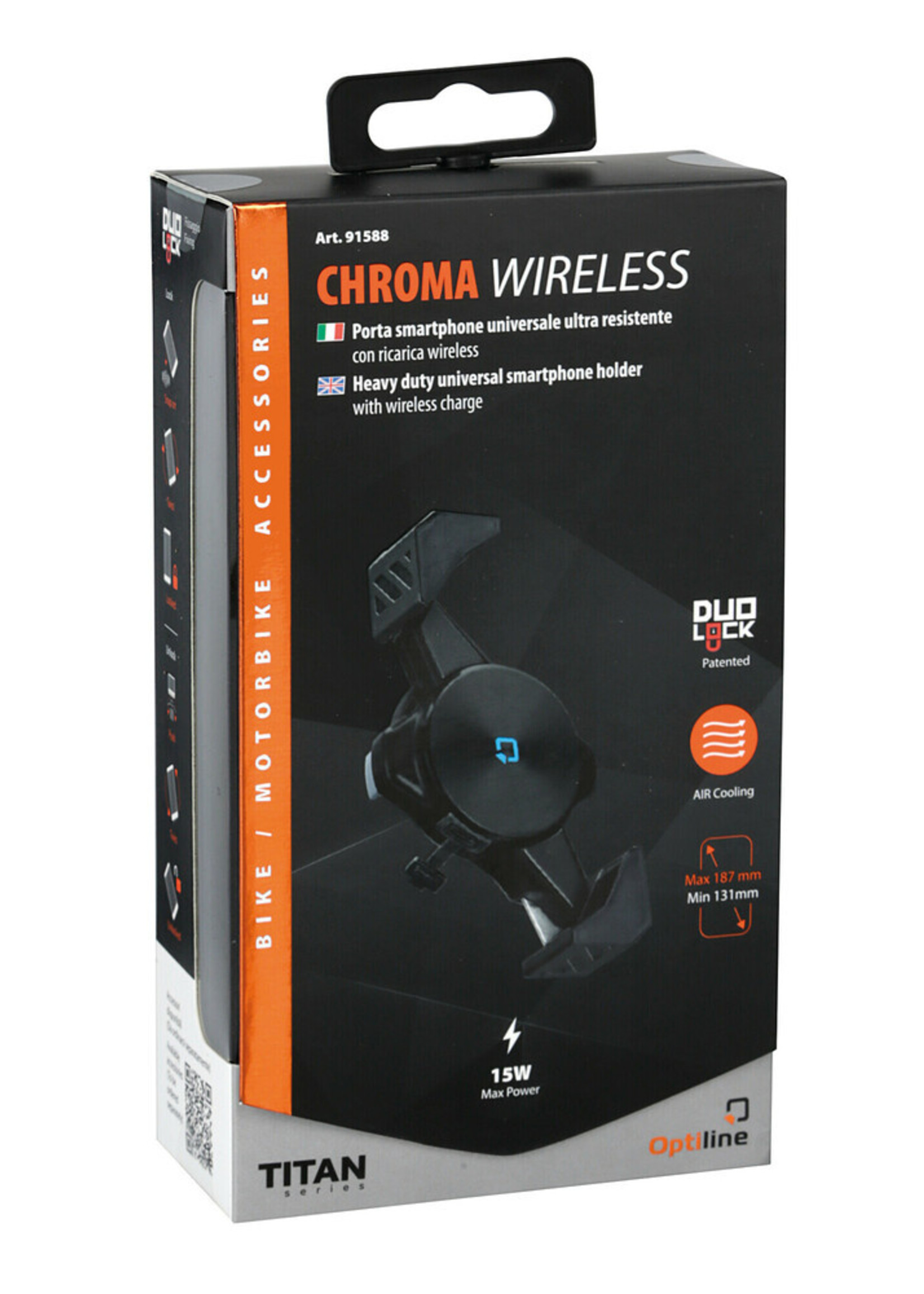 Optiline Chroma Wireless, heavy-duty universele smartphonehouder met draadloos opladen