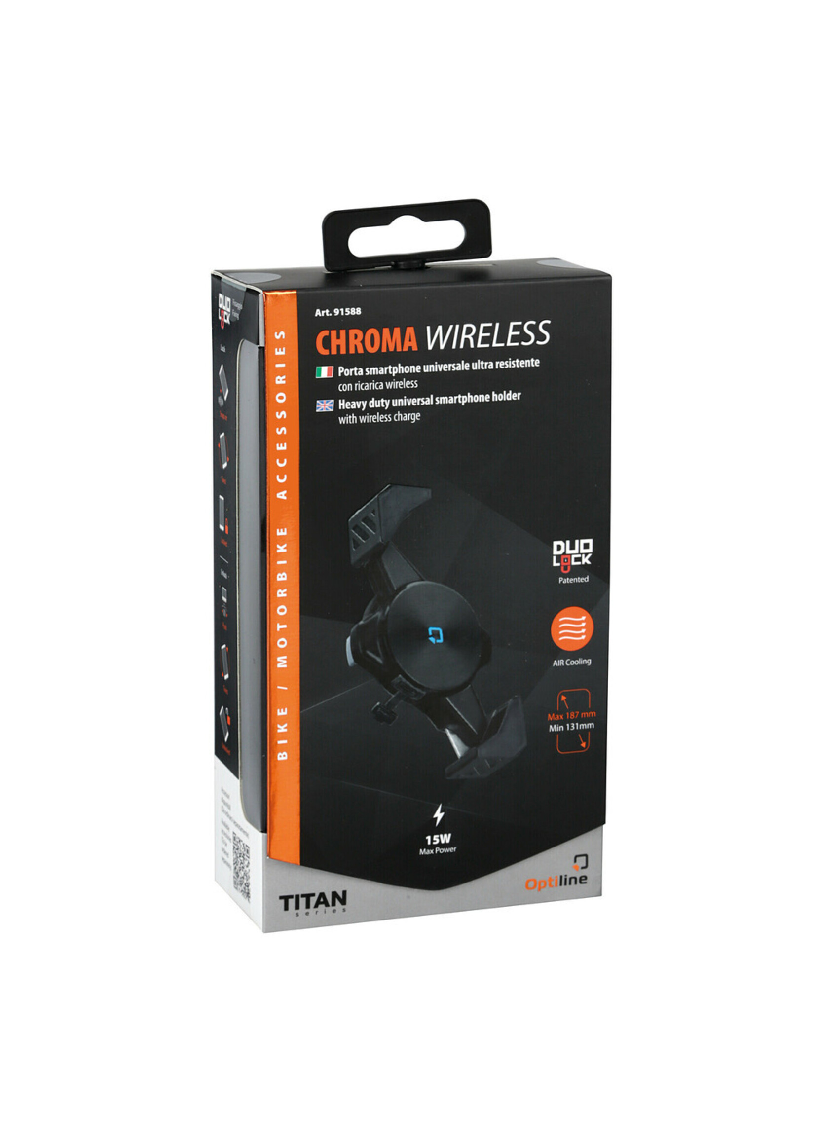 Optiline Chroma Wireless, heavy-duty universal smartphone holder with wireless charge