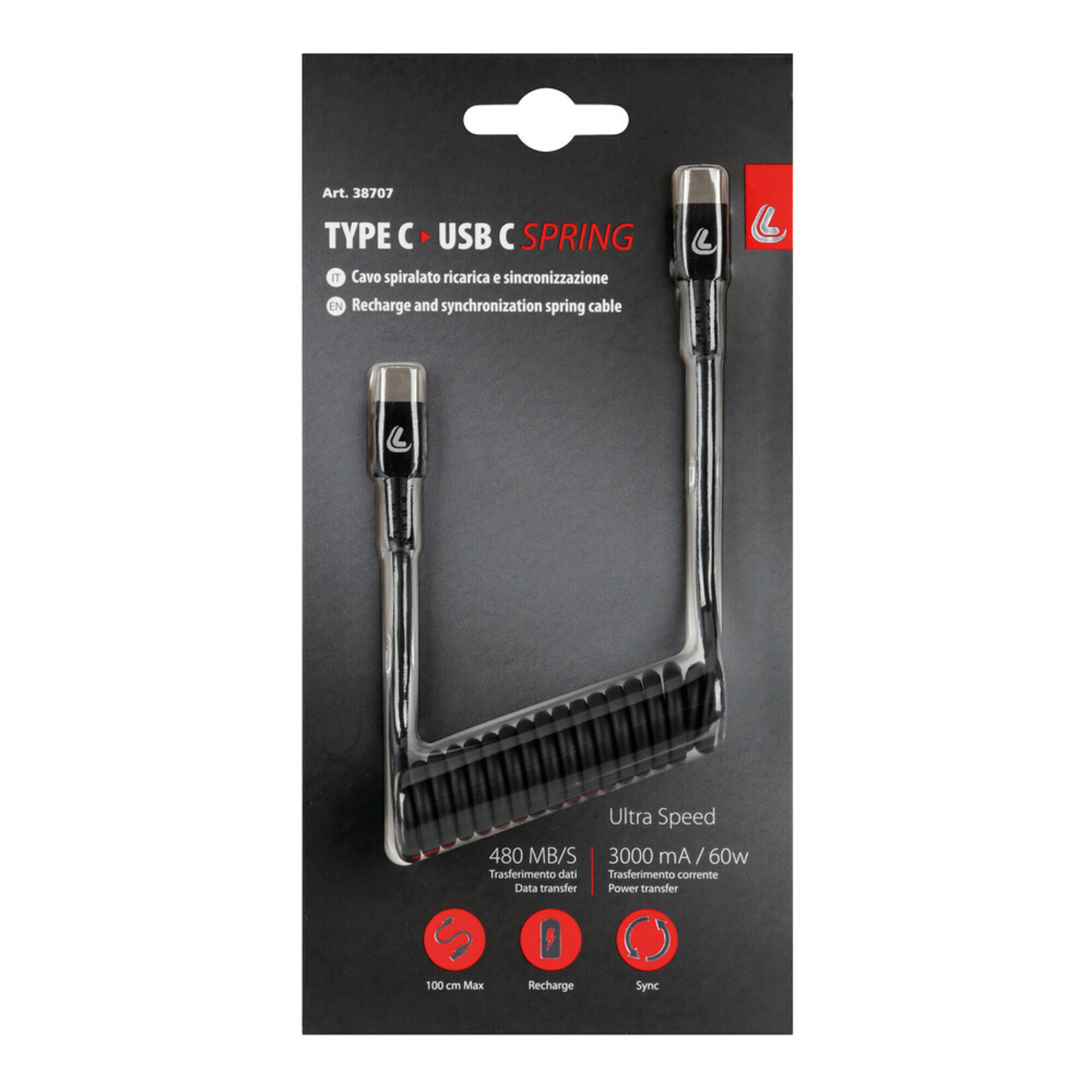 Optiline Veerkabel Usb Type-C > Type-C - 100 cm