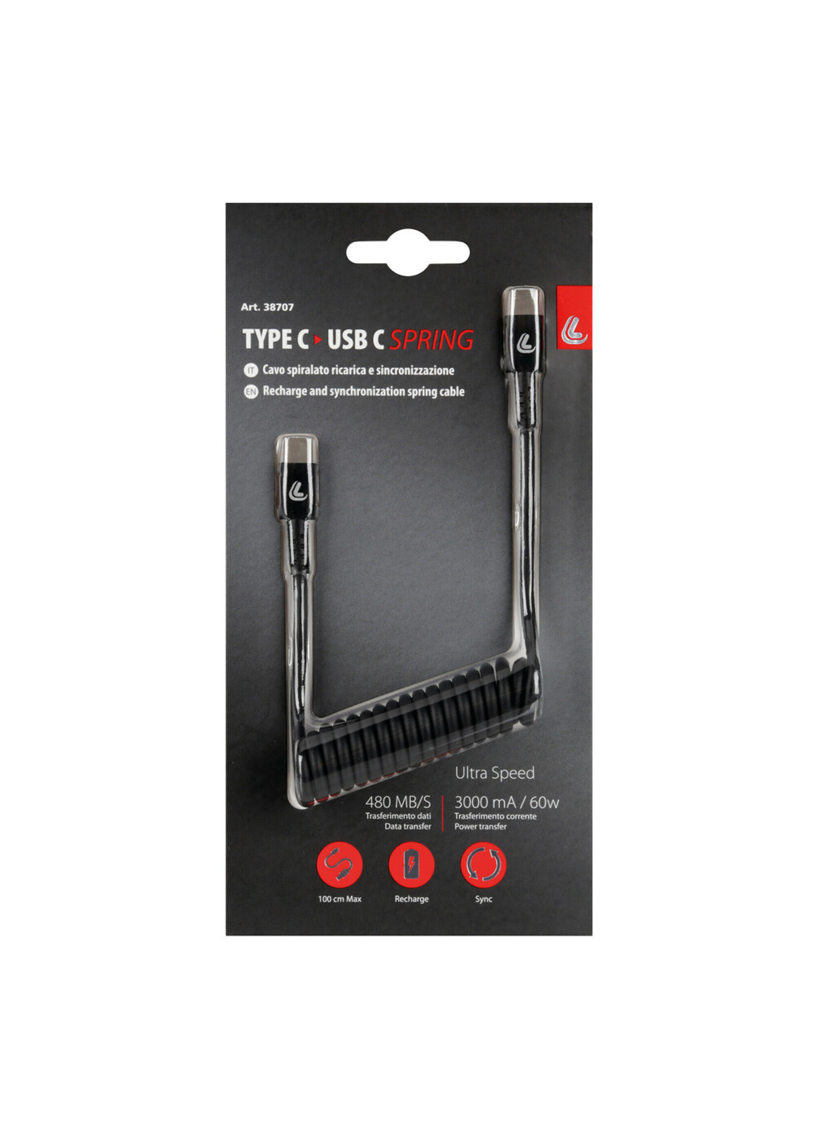 Optiline Veerkabel Usb Type-C > Type-C - 100 cm