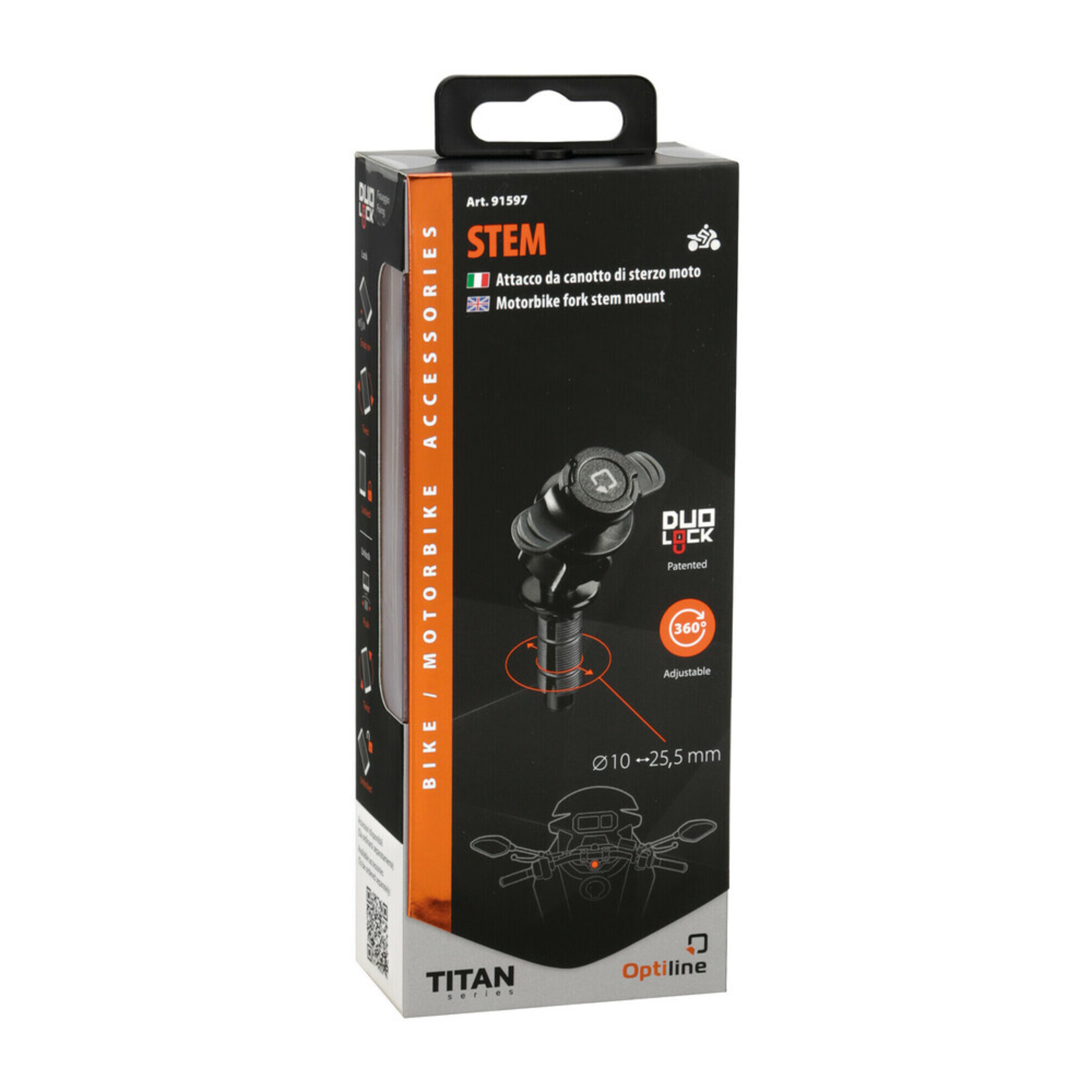 Optiline Titan Stem, Motorbike fork stem mount