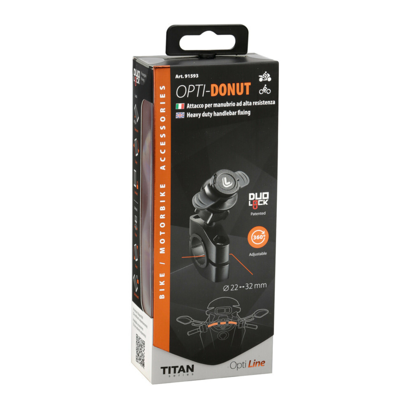 Optiline Opti-Donut Titan Handlebar Mount Titan Donut, zware stuurbevestiging