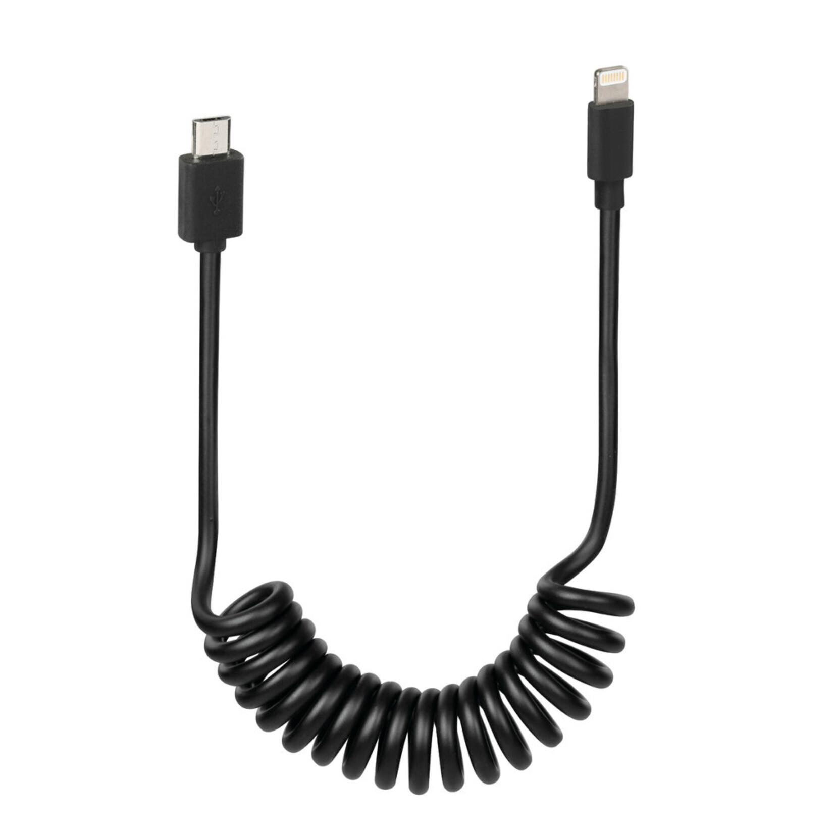 Optiline Krulkabel voor Ebike, Micro Usb > Apple 8 Pin