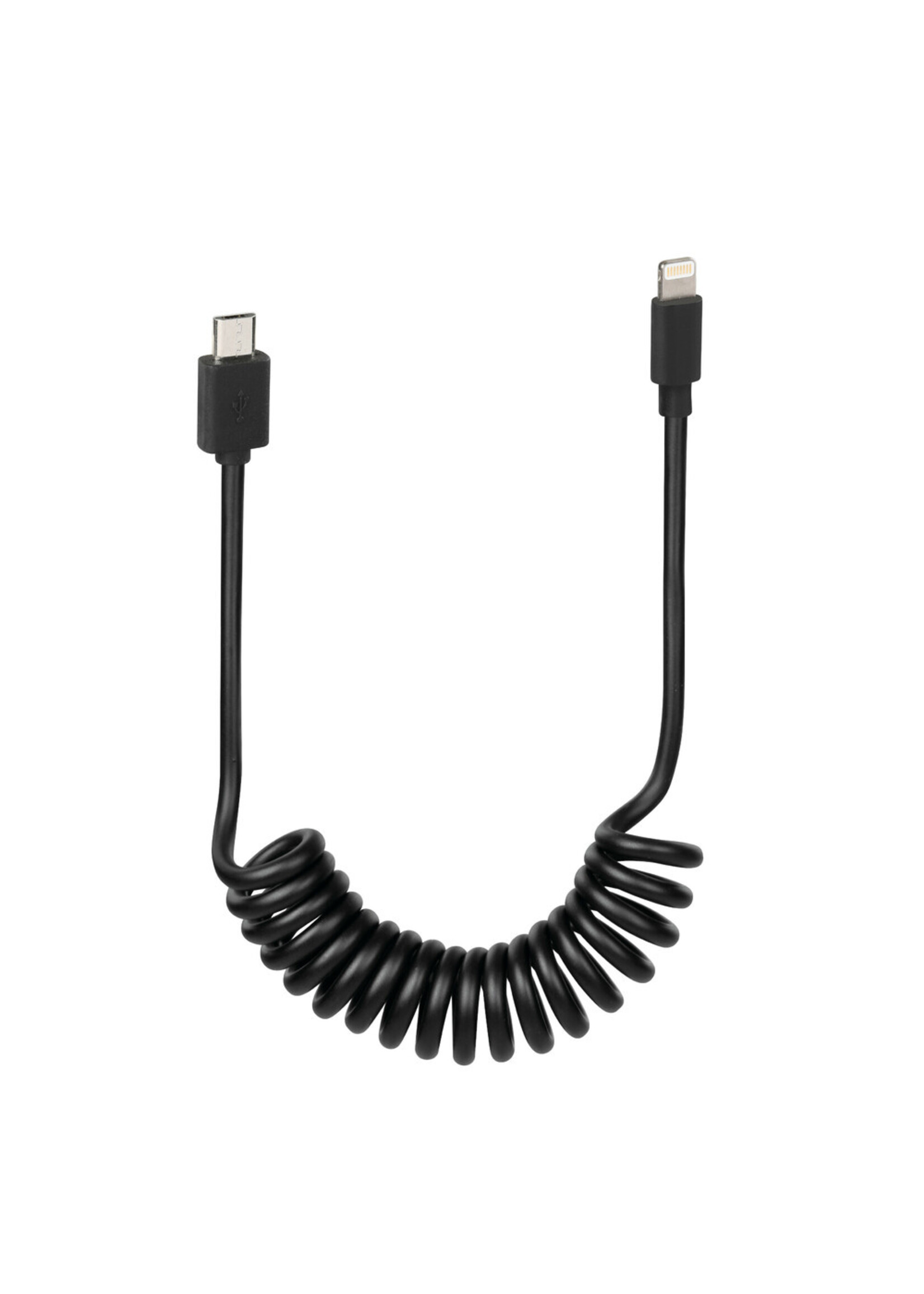 Optiline Krulkabel voor Ebike, Micro Usb > Apple 8 Pin