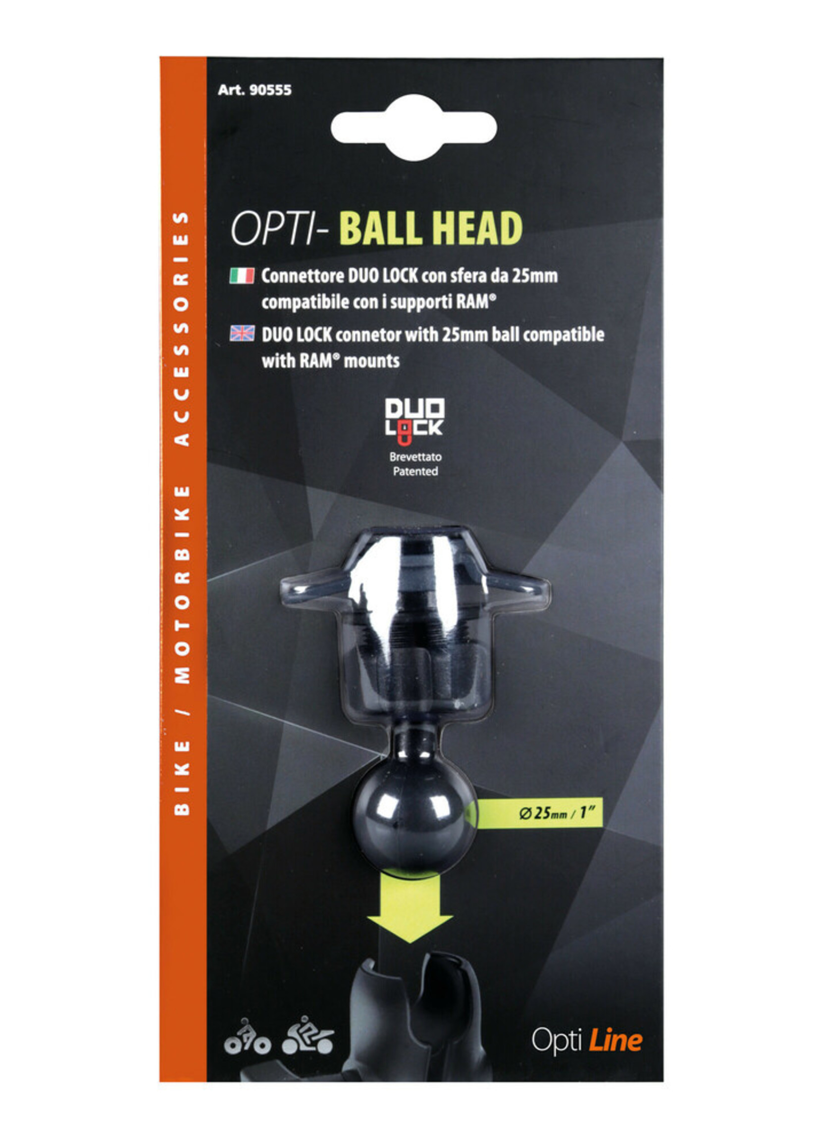 Optiline Titan Ball Head, DuoLock connector with 25 mm / 1” ball