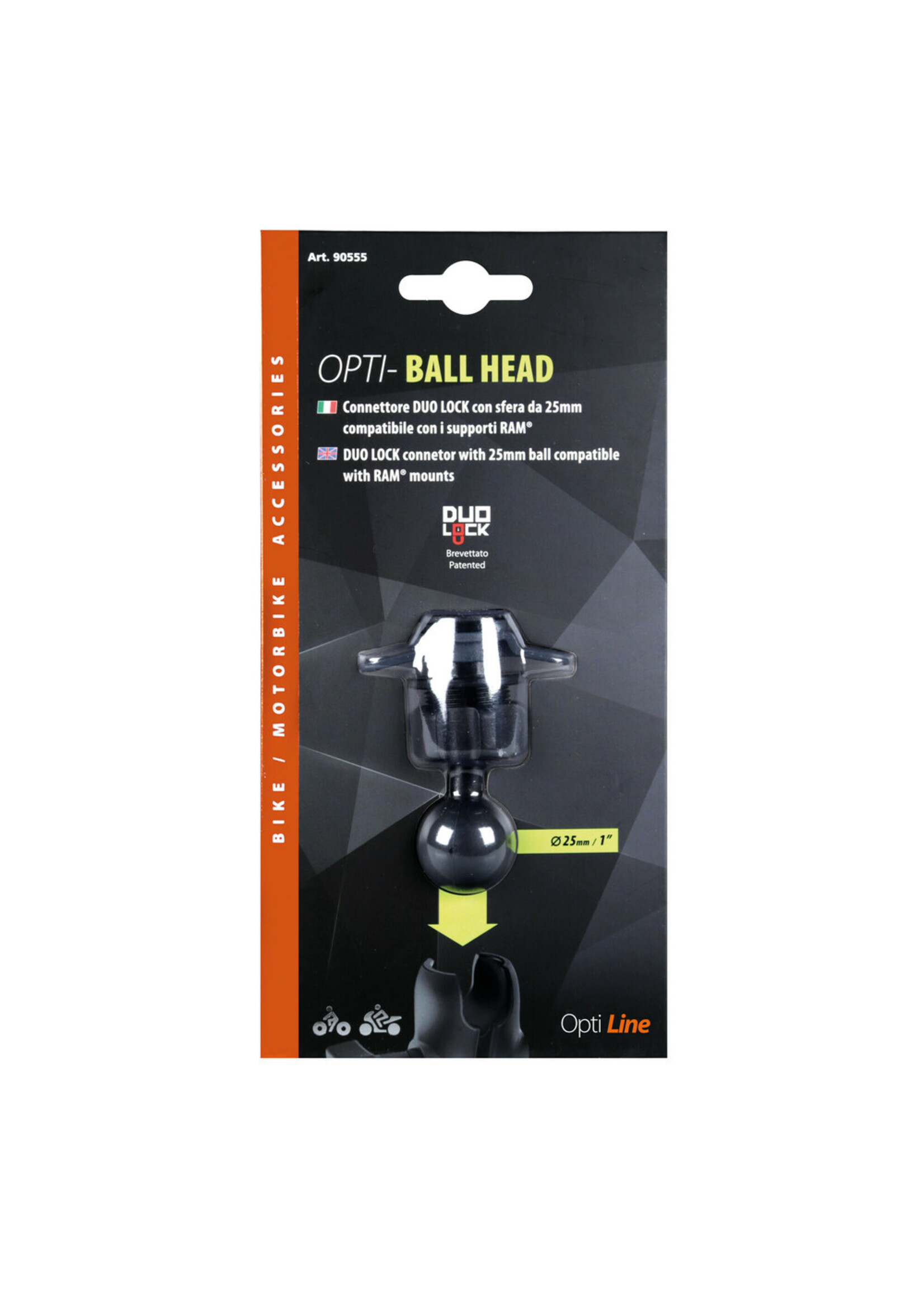 Optiline Titan Ball Head, DuoLock connector with 25 mm / 1” ball