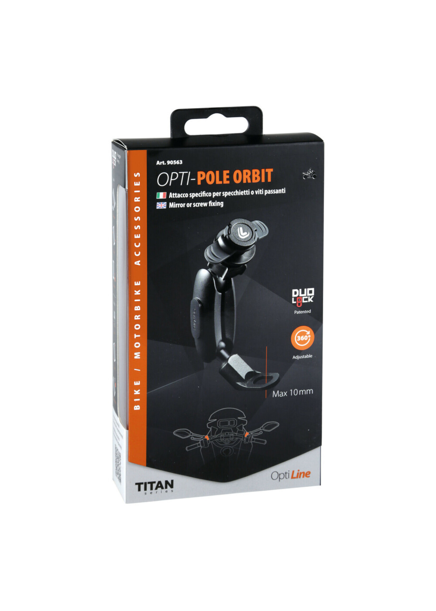 Optiline Titan Pole Orbit, spiegel of door middel van een schroefbevestiging