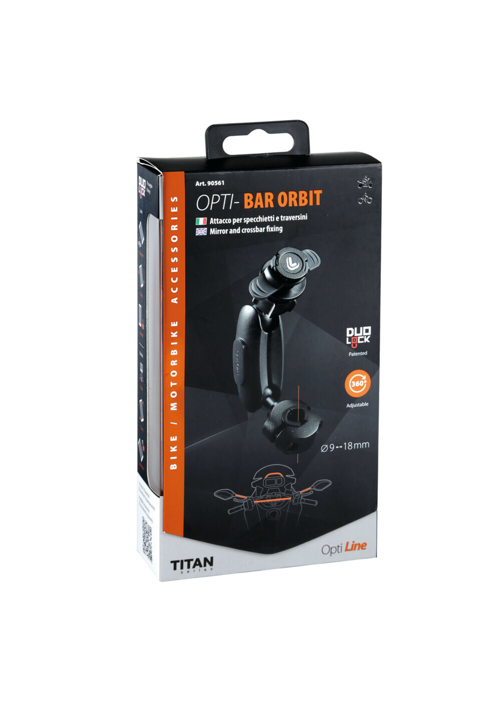 Optiline Titan Bar Orbit, spiegel- en dwarsbalkmontage