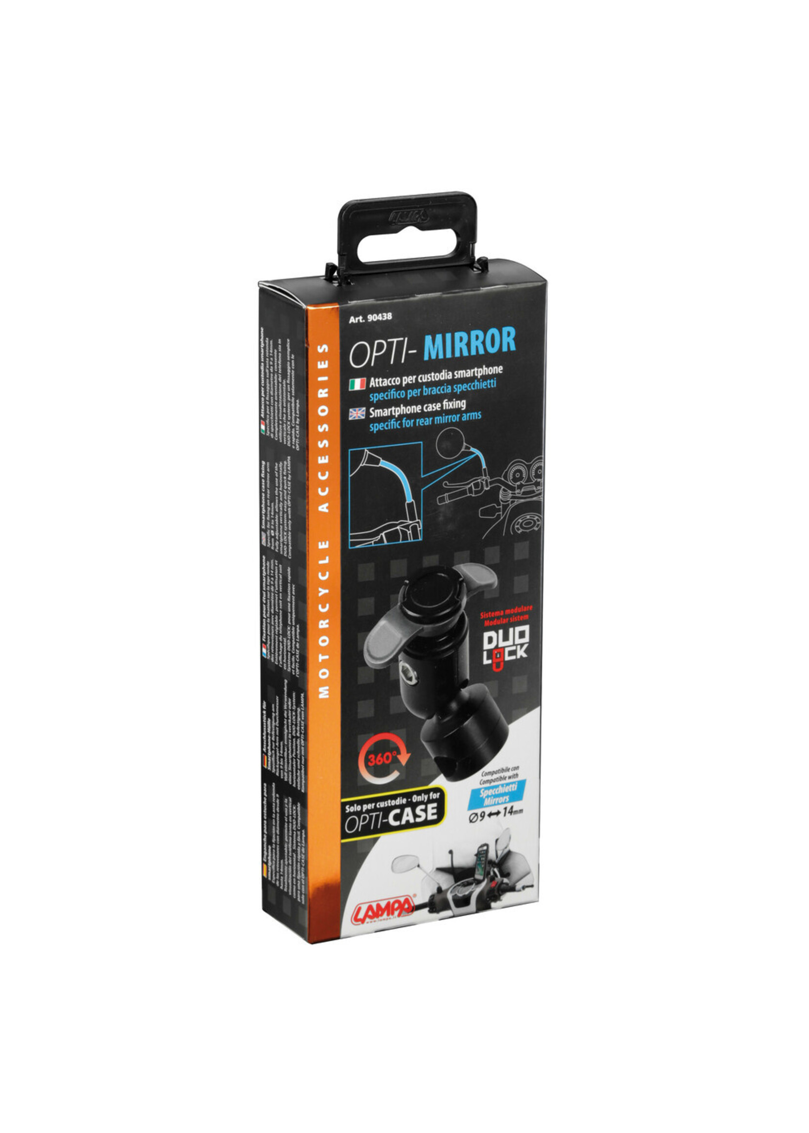 Optiline Opti-Mirror Mirror and crossbar mount with Ø 9-14 mm