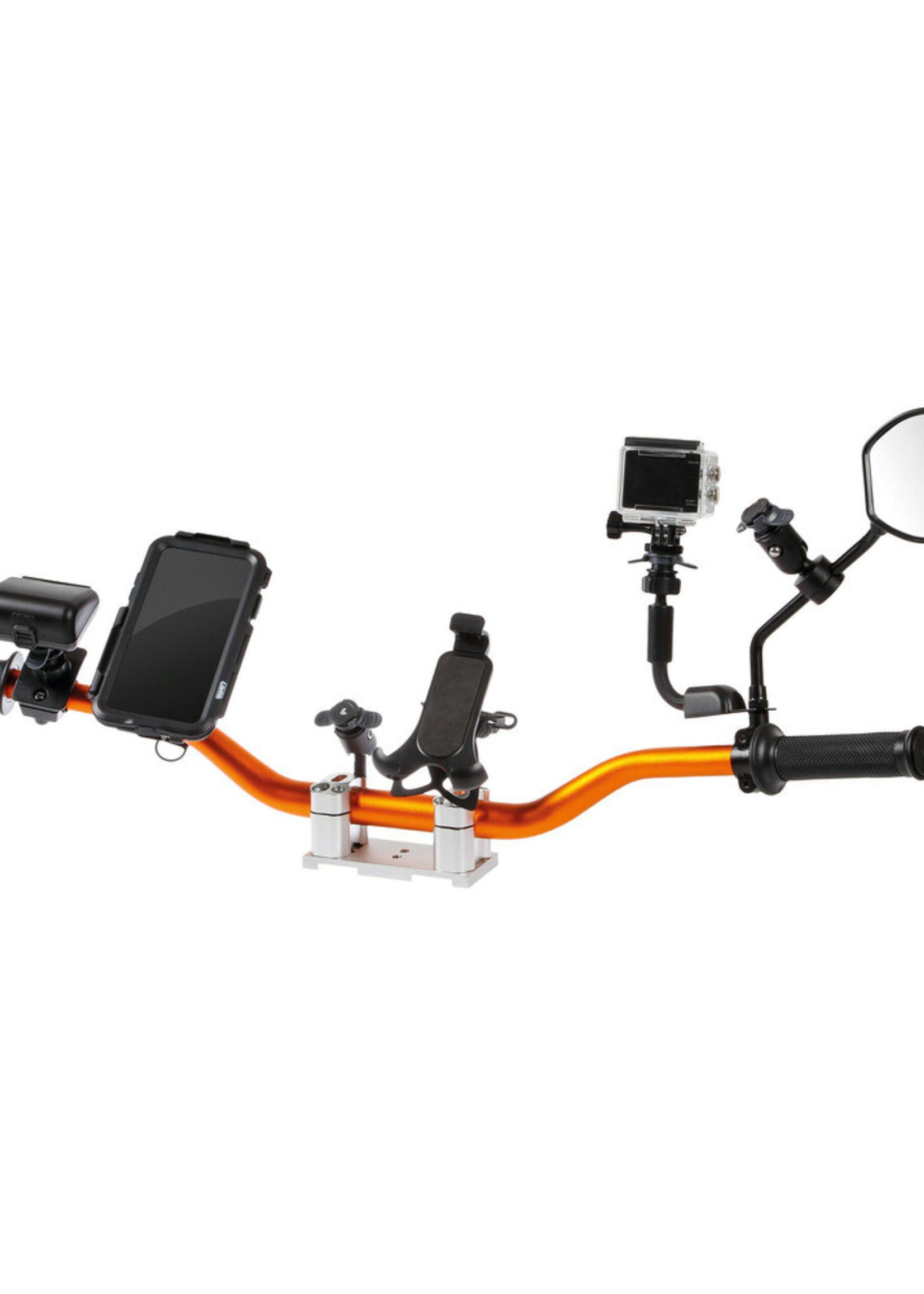 Optiline Bench Display, handlebar with riser for motorcycle products exposure