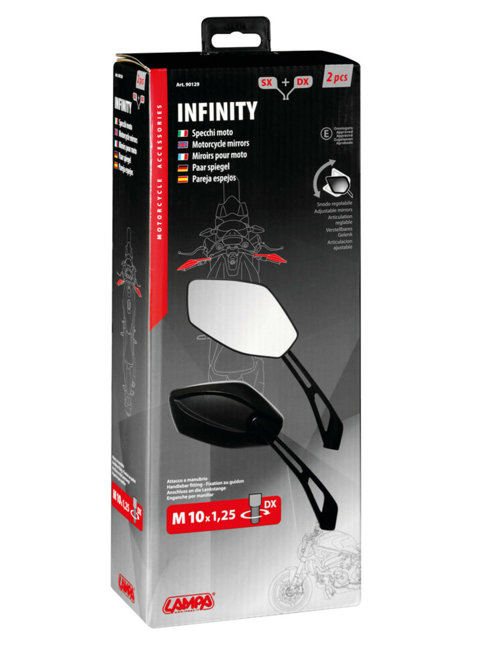 Lampa Infinity , paar achteruitkijkspiegels - M10x1,25