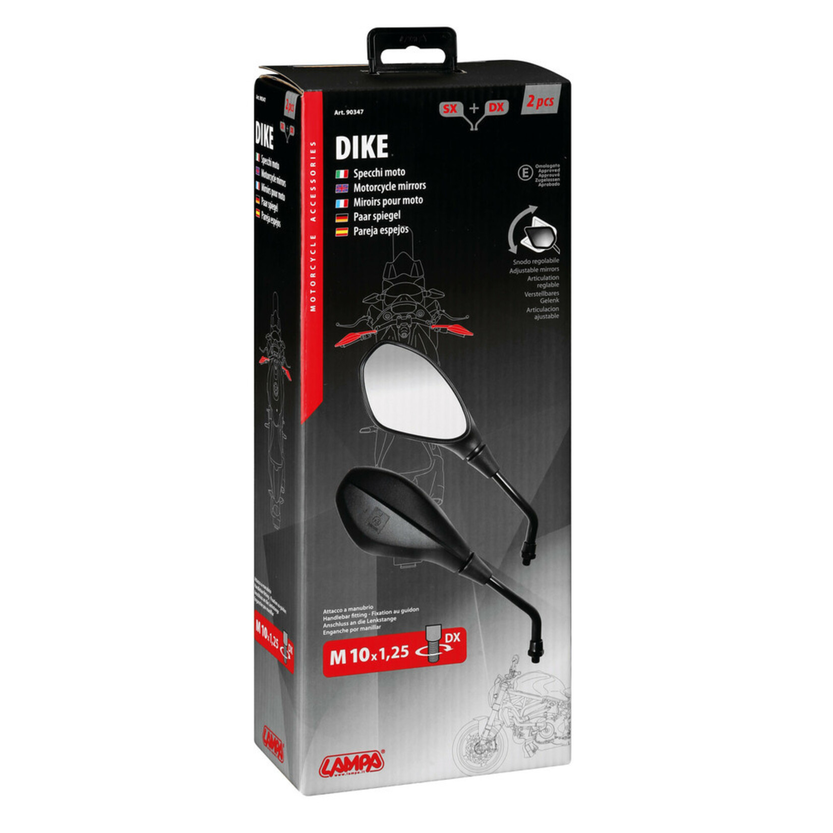 Lampa Dike, paar achteruitkijkspiegels