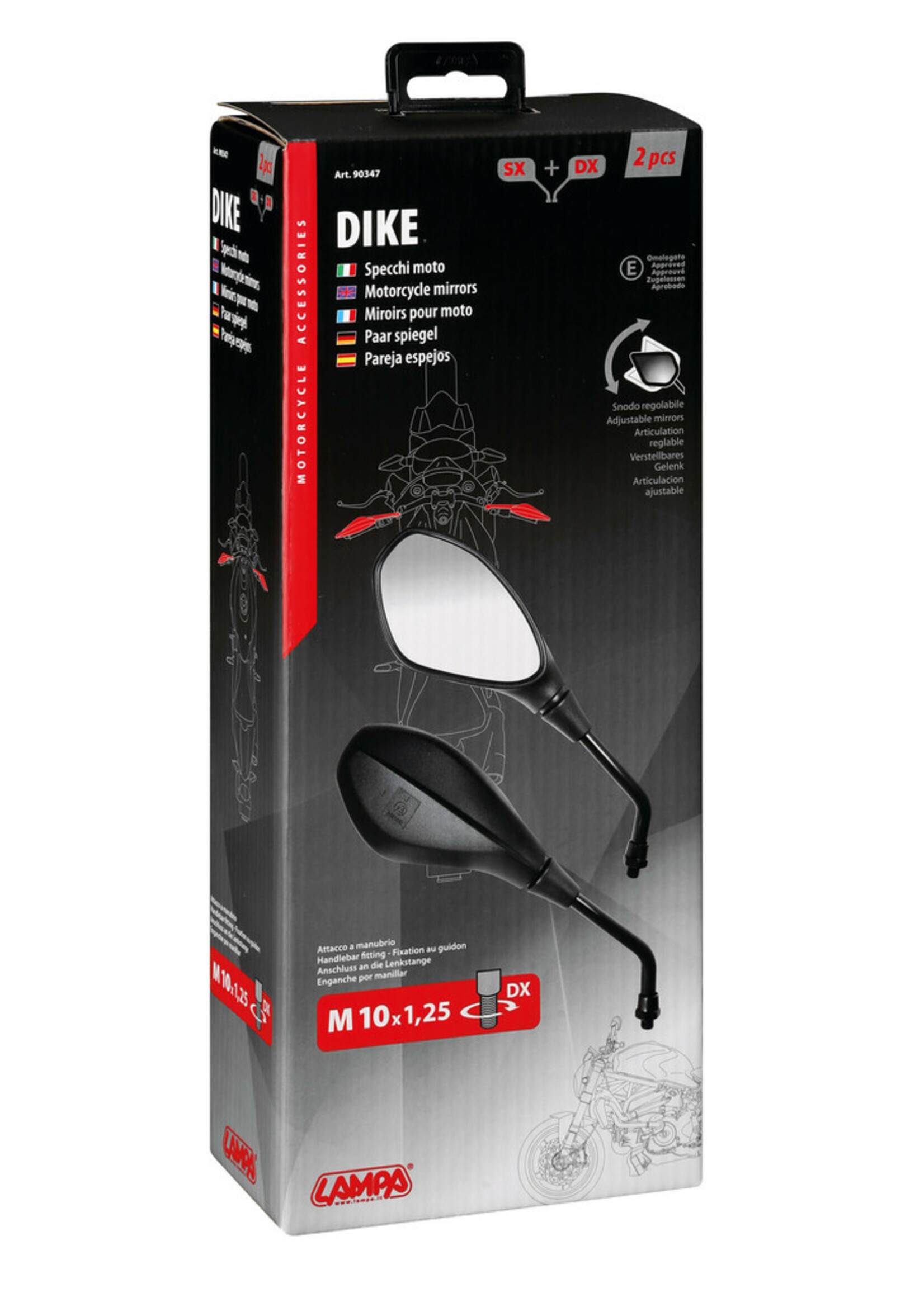 Lampa Dike, paar achteruitkijkspiegels