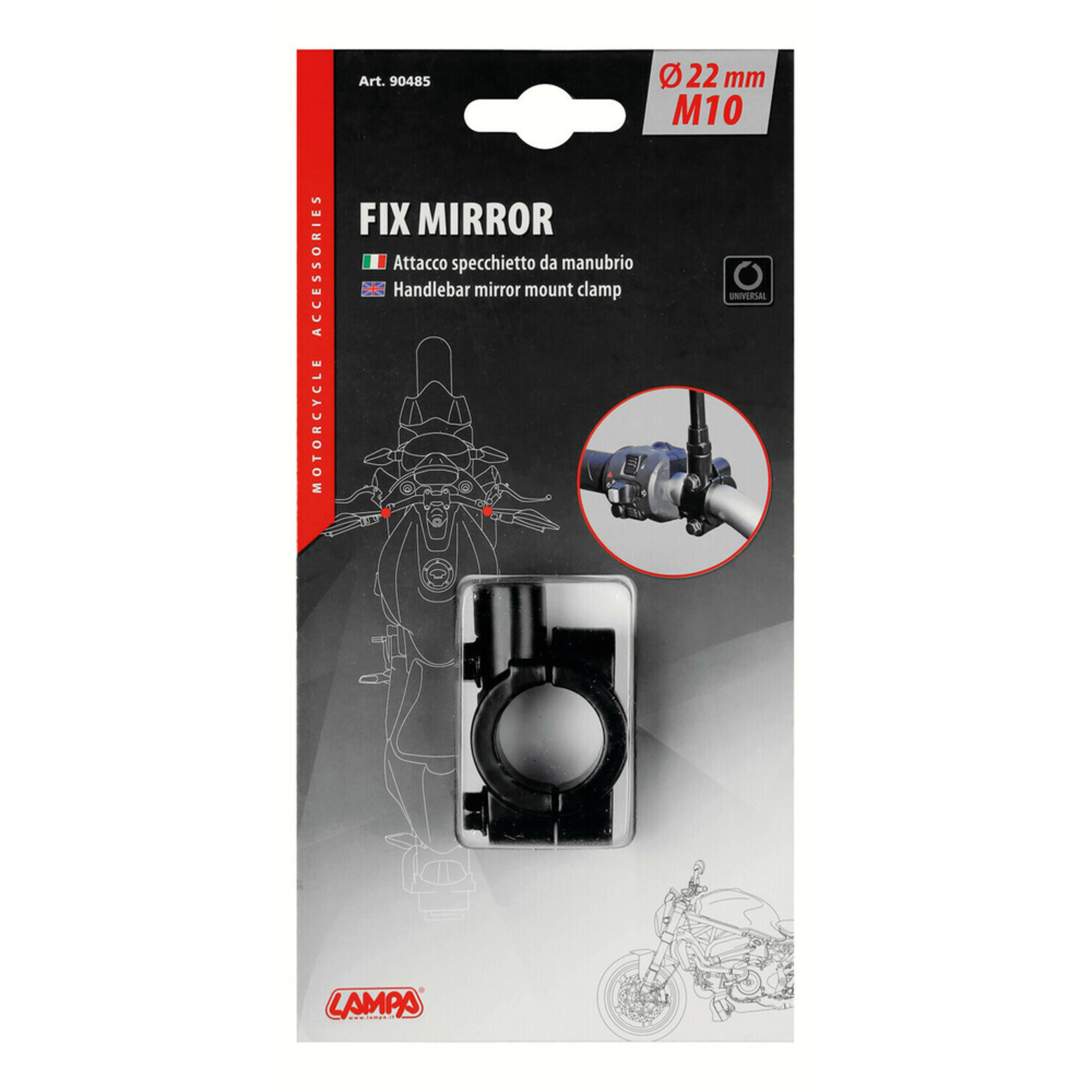 Lampa Fix Mirror, handlebar mirror mount clamp