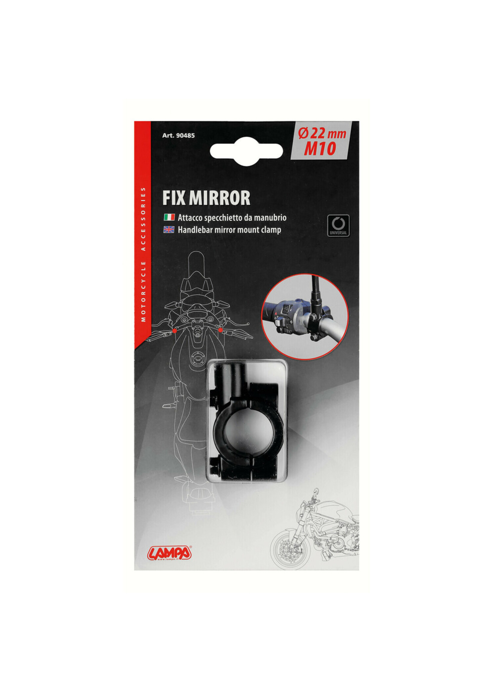 Lampa Fix Mirror, handlebar mirror mount clamp